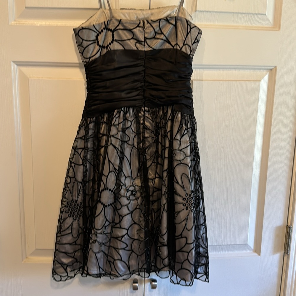 Dollar Brand Party Dress Gray with Black Floral Mesh Overlay Size XS - Picture 8 of 14